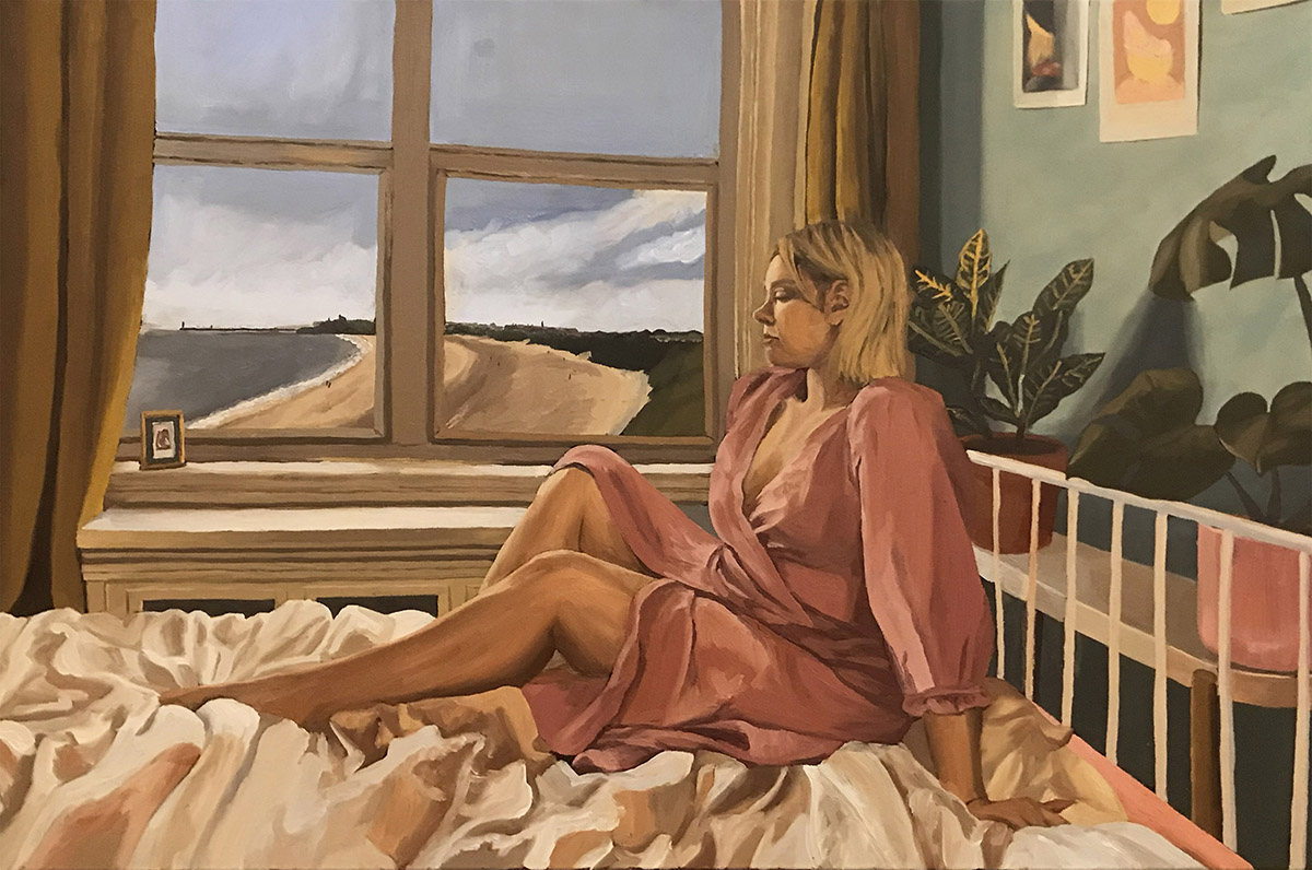 Painting exploring reflected light and interior space